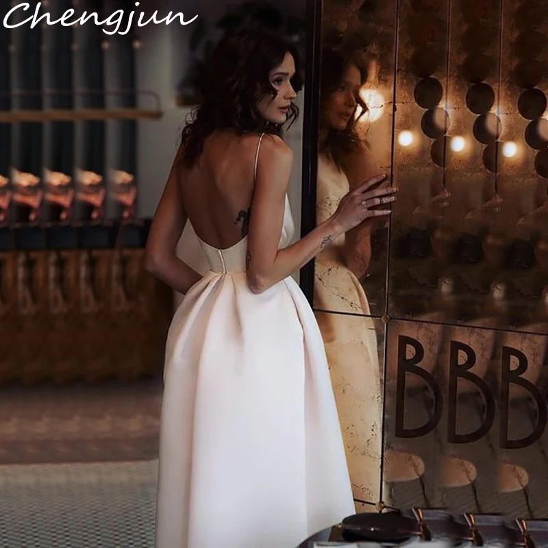Chengjun Новое дизайнерское вечернее платье длиной ниже колена с открытой спиной на