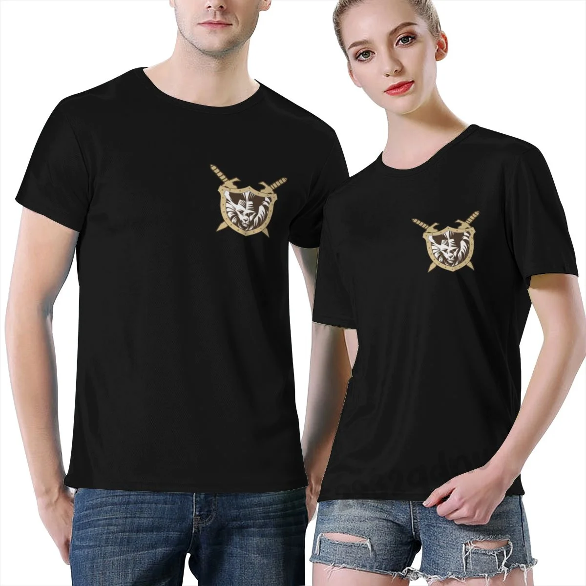 

Vector Painted Lion Head Shield T Shirt Short Sleeve Family Designing Natural Euro Size S-6xl Humor Crazy Shirt