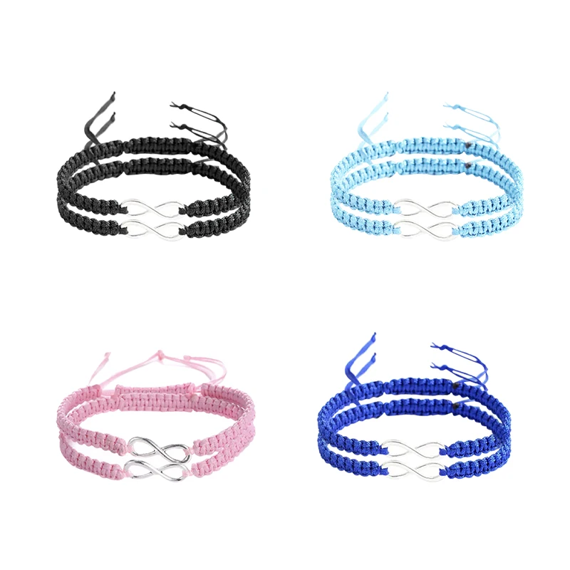 

2pcs Infinity Handmade Bracelet Set Friendship Bracelet Set Infinity Love Couples Bracelet Set Infinity Jewelry 2021 New Trend