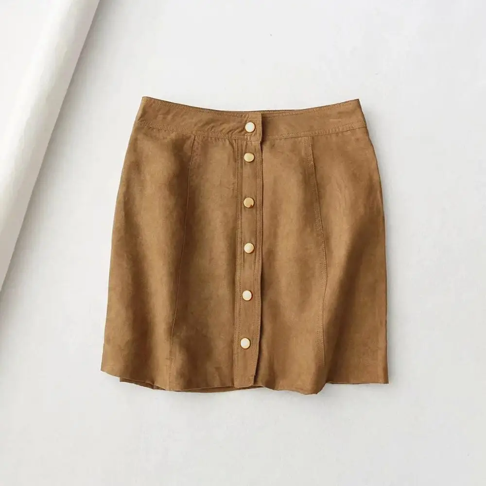 Женские юбки, s 2019Top, винтажная одежда, замша, кожа, для женщин, 90 s, Ретро стиль, короткая юбка, зимняя, высокая талия, повседневная, Jupe Femme