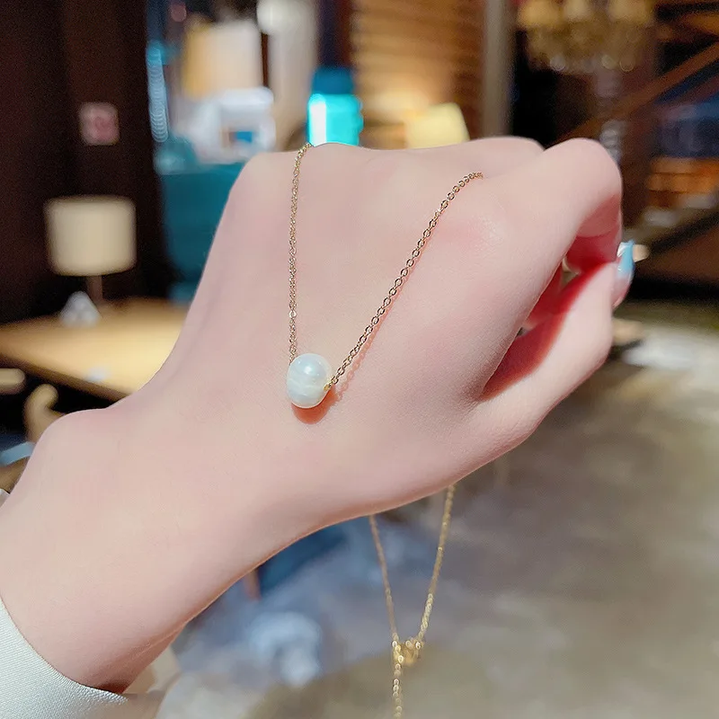 

Vintage Pearl Pendant Necklace For Women Fashion Stainless Steel Gold Color Ball Choker Necklace Girls Wedding Jewelry Gifts
