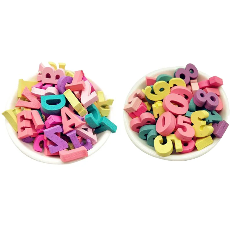 Буквы 100 шт + цифры цветные деревянные аксессуары для украшения дома DIY ремесла