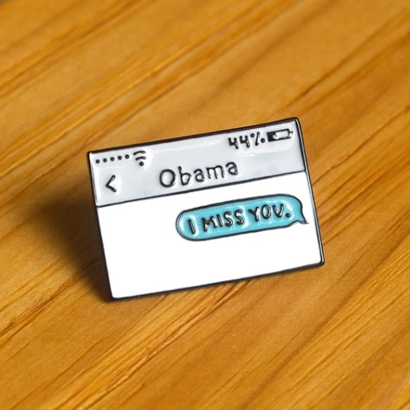 Обама текстовое сообщение эмалированная булавка на лацкан Забавный значок