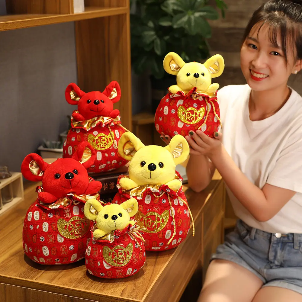2020 сумка крыса Kawaii Китайская красная мышь китайская Новогодняя плюшевая в сумке