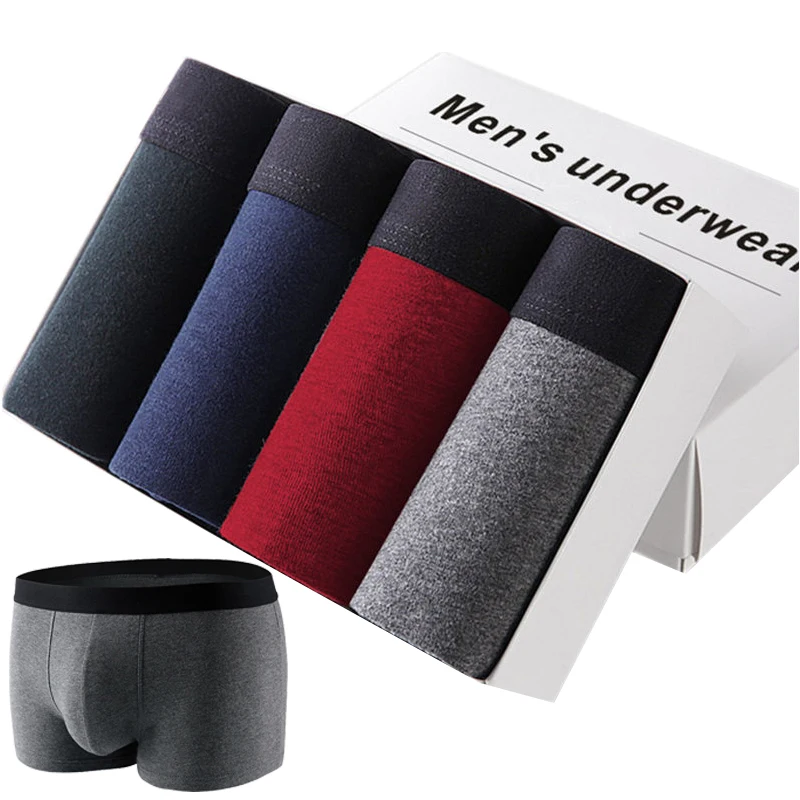

Мужское нижнее белье, мужские боксеры, хлопковые мужские трусы, мужские боксеры, дышащие Однотонные эластичные мужские трусы, боксеры для м...