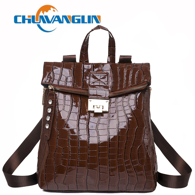 

Chuwanglin Leather Backpacks Women Stone Pattern Shoulder Bags High Capacity Travel Backpack School Bag Luxury Mochila 10150918