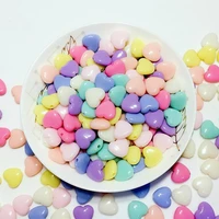 50pcspack 12mm random mixed acrylic smoothy heart loose diy beads accessory with straight hole y1630