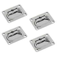 4pcs stainless steel square hatch locker cabinet lifting pull ring handle easy installation boat marine hardware
