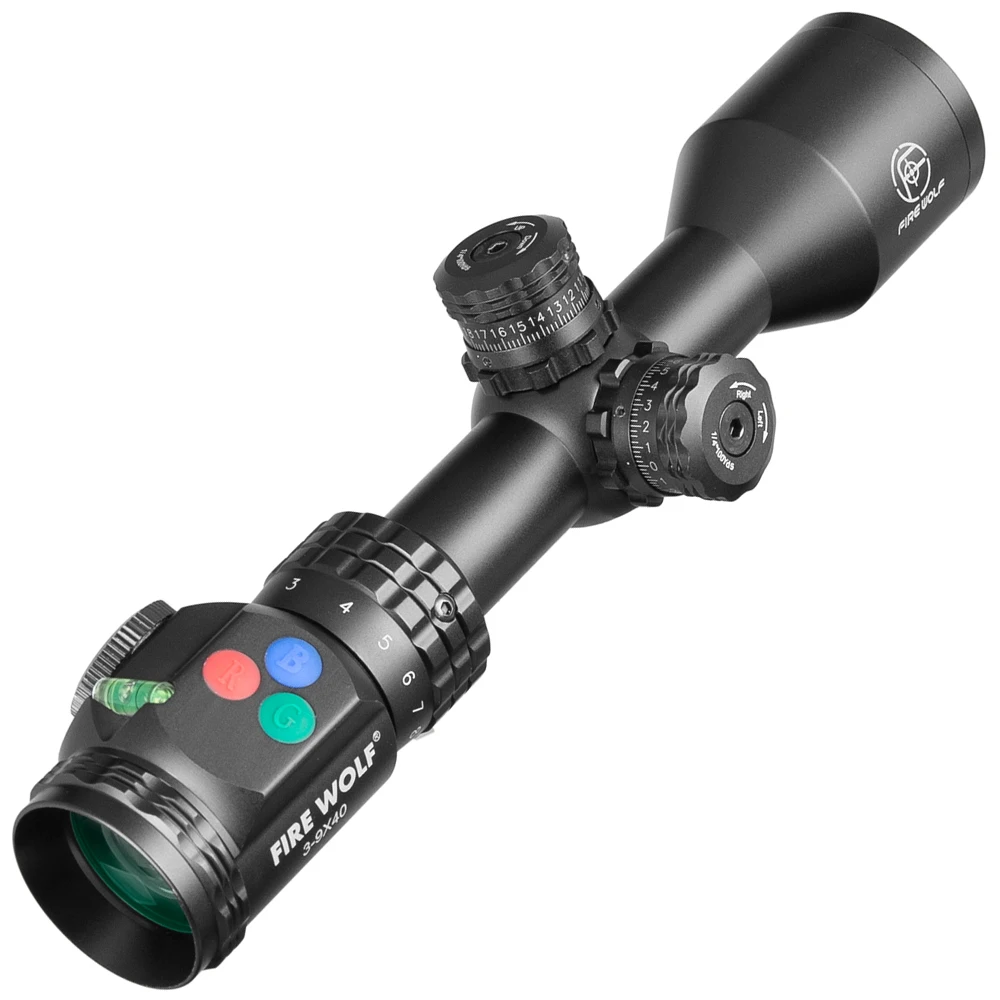 Тактический прицел FIREWOLF 3 9X40 оптический с RGB кнопками и перекрестной точкой