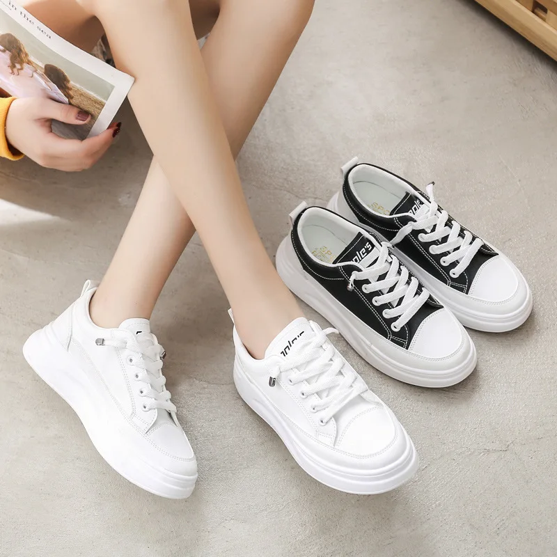 2021 Fashion Platform Sneakers Women Shoes Young Ladies Casual Shoes Female Sneakers Brand Woman White Shoes Thick Sole 4CM