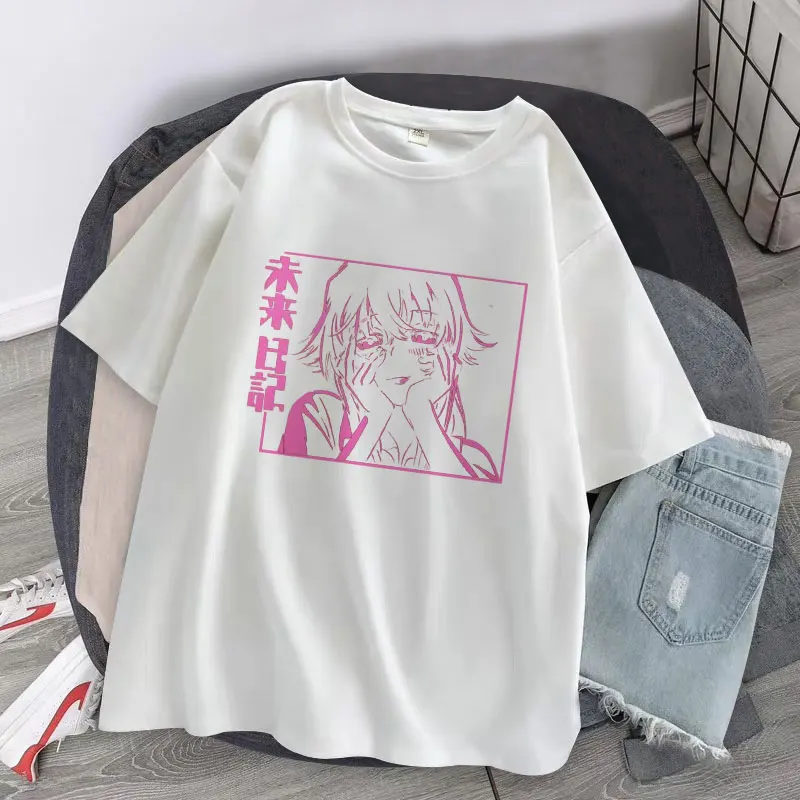 

Yuno Gasai In School Uniform T Shirt Homme Cotton Tee Japan Manga Mirai Nikki Future Diary Tshirts Short Sleeve T-shirt Clothing
