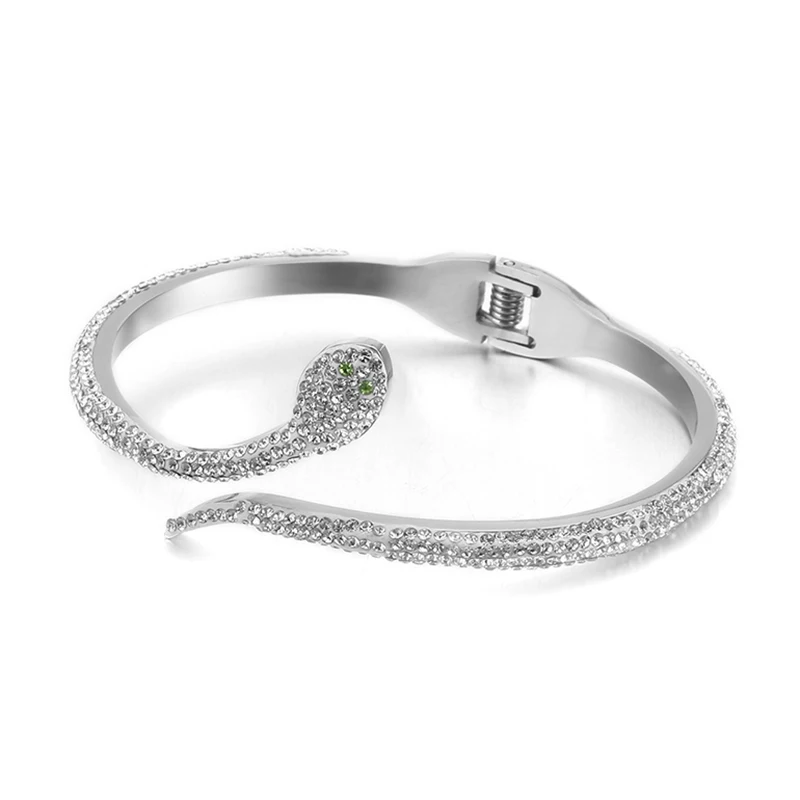 Нержавеющая сталь змея браслет для Для женщин CZ камнем розового цвета: