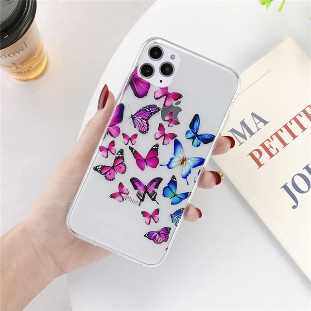 Ультратонкий чехол для iphone 6s 6 7 8 plus 5s 5se 5 силиконовый мягкий с бабочкой 11 pro max xr xs se