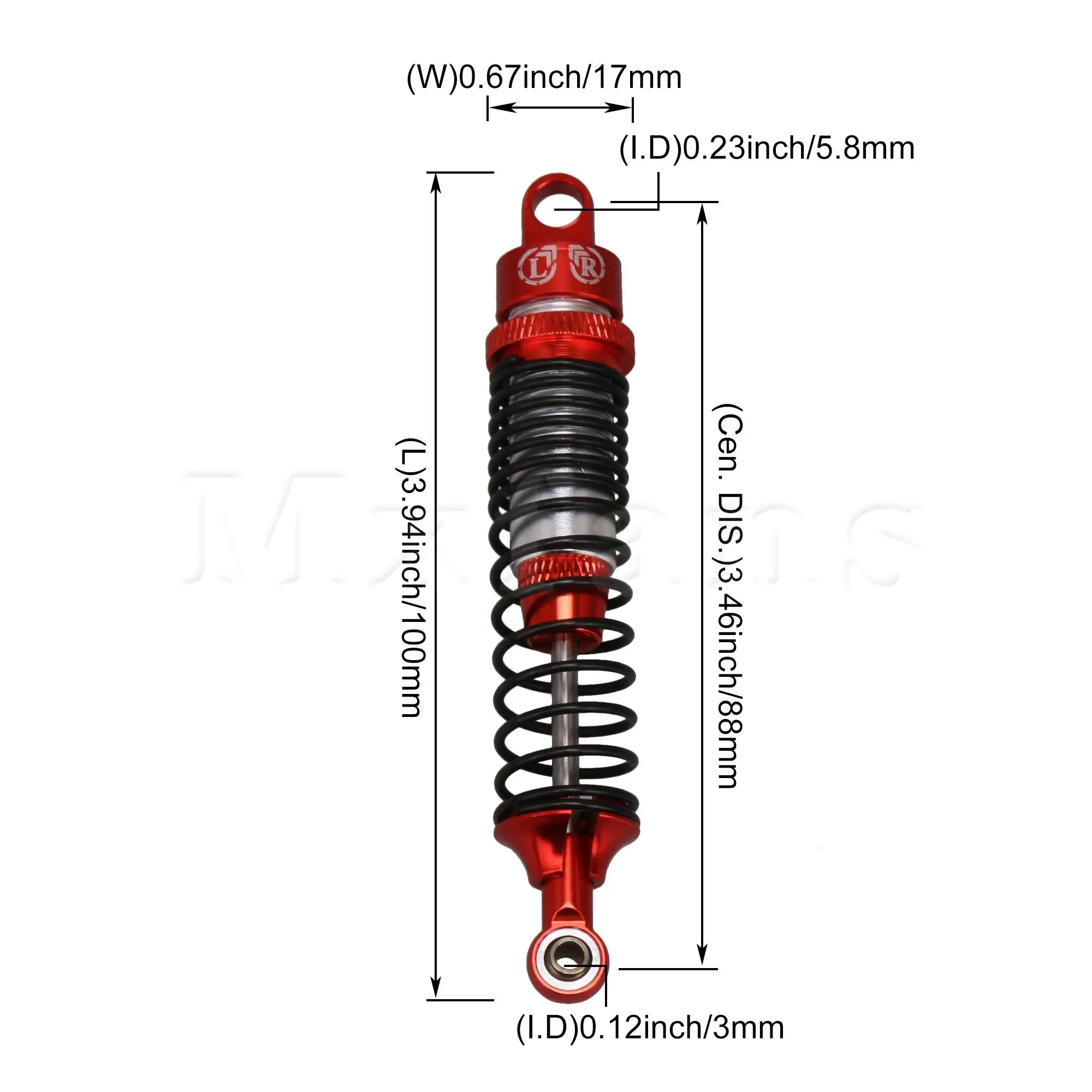 

Mxfans 4x Red Shock Absorbers 10cm 1:10 Damper A106004 Replacement for Redcat