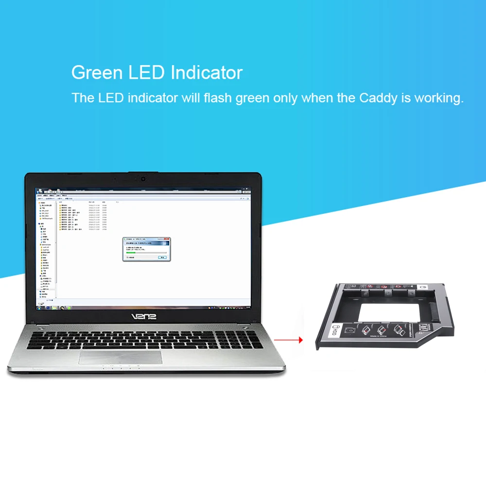 Kebidu Новый SSD HDD HD Жесткий диск Драйвер Caddy Внешний чехол SATA к пластик 2 й для CD DVD ROM