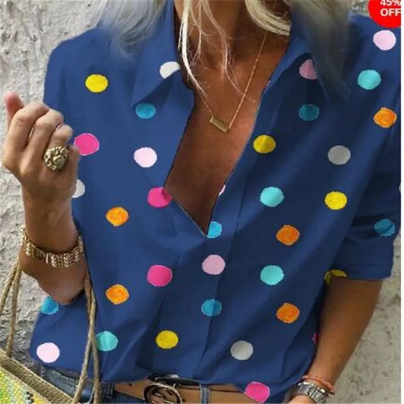 Женская блузка с длинным рукавом и V образным вырезом|Блузки| |