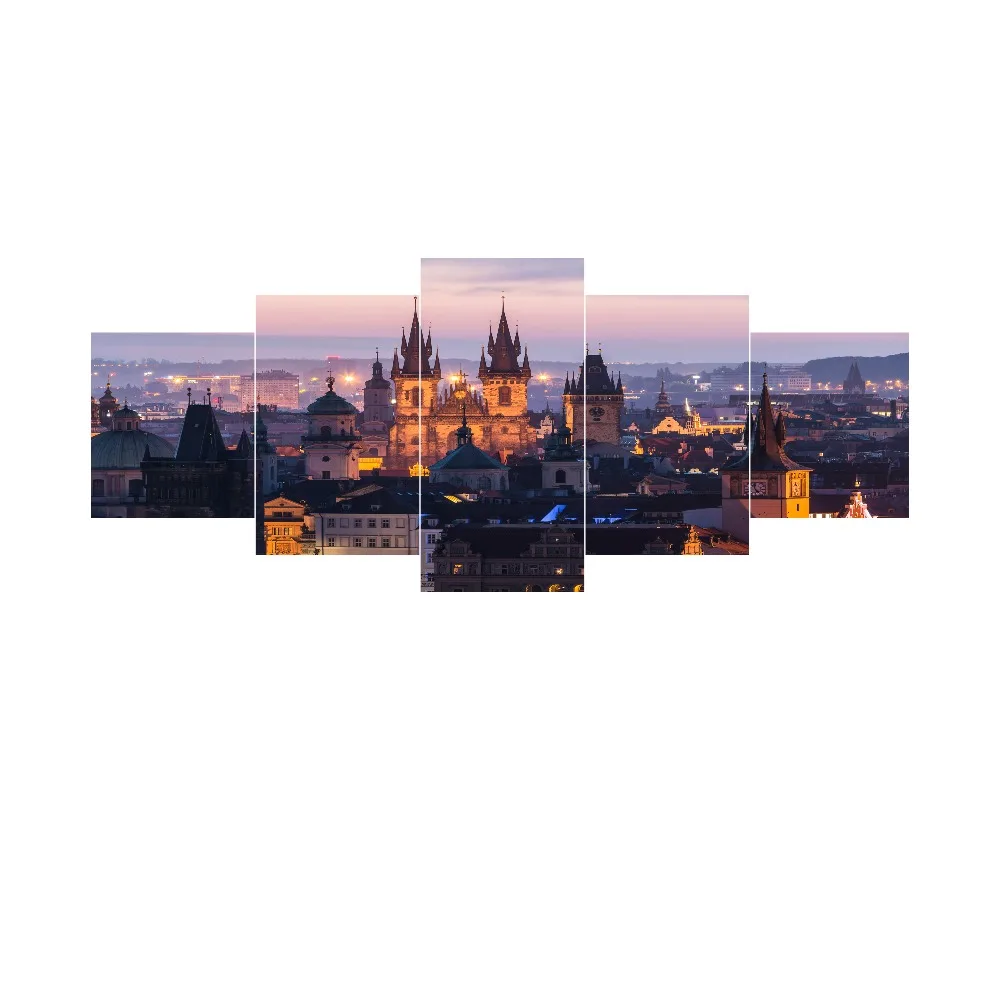 

Print 5 canvas art posters and print murals sunset night city natural landscape modular for living room home decor