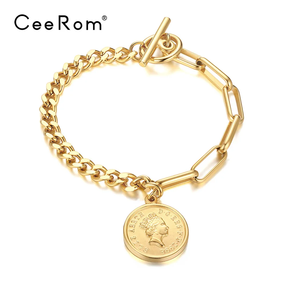 Женский браслет-шарма из нержавеющей стали CeeRom браслеты золотистого цвета с