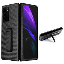 For Samsung Galaxy Z Fold 2 Case Luxury Carbon Fiber Texture Leather Stand Shockproof Back Cover For Samsung Fold 3 2 5G Case