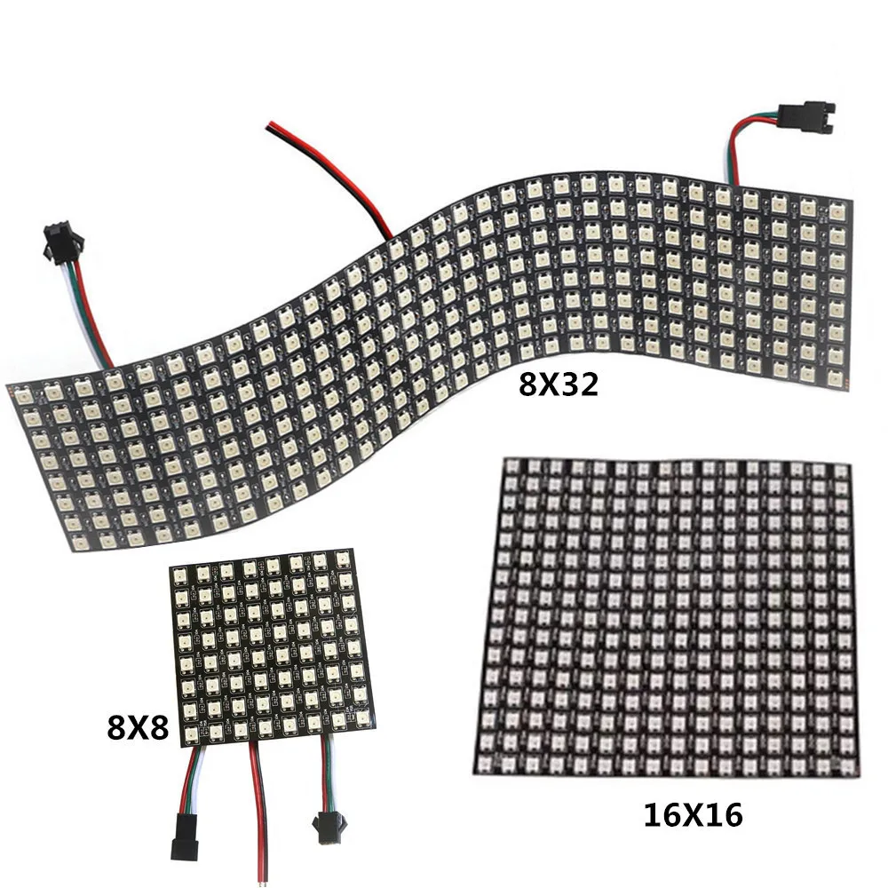 Светодиодный модуль 8x8 16x16 8x32 WS2812B цифровая Гибкая индивидуально Адресуемая