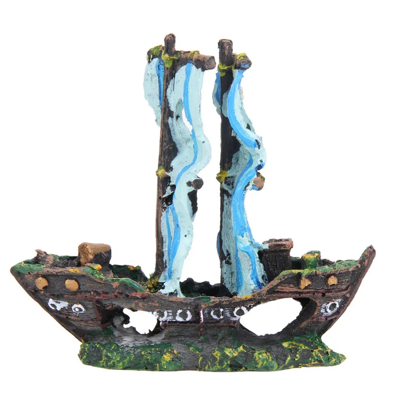 

1pcs Hot Aquarium Fish Tank Landscape Sailboat Wreck Ship Decor Retro Resin Boat Ornament Aquarium Accessories Home Decoration