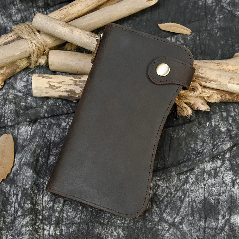 MAHEU Супер качественный кожаный бумажник с железной цепочкой 100% воловья кожа