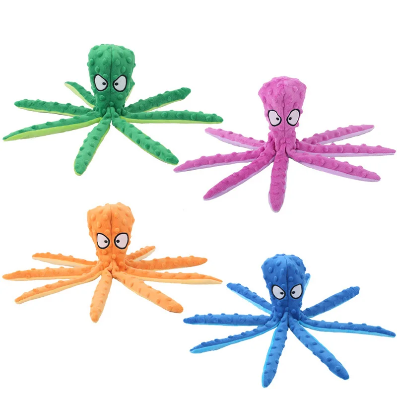 

2022 Plush Dog Toy outdoor play interactive squeaky dog toy sounder sounder paper chewing toy 8-leg Octopus soft filling