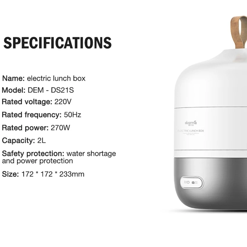 XIAOMI DEERMA 2L портативный Электрический Ланч-бокс из нержавеющей стали многофункциональный трехслойный Ланч-бокс быстро нагревается против обжига#3
