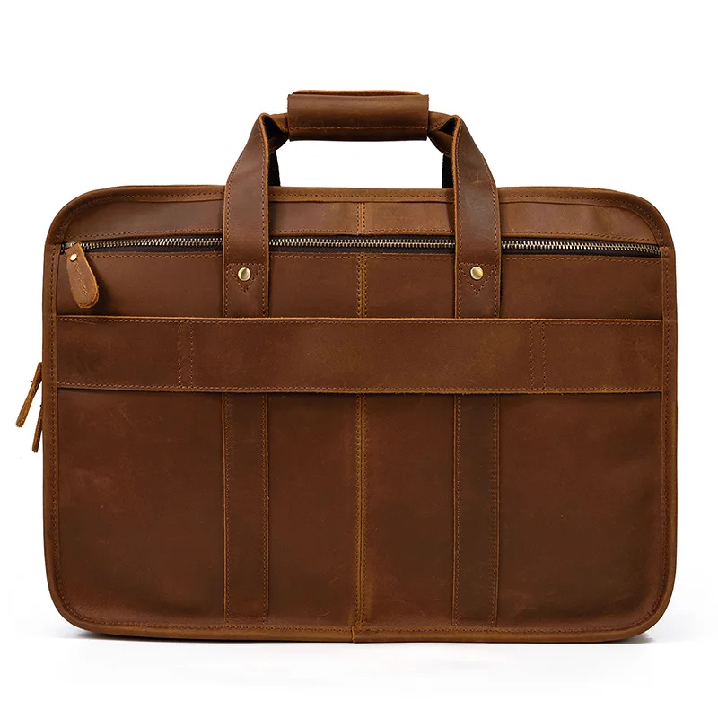 Men's retro handbag leather briefcase leather casual computer bag messenger shoulder bag commuting to work