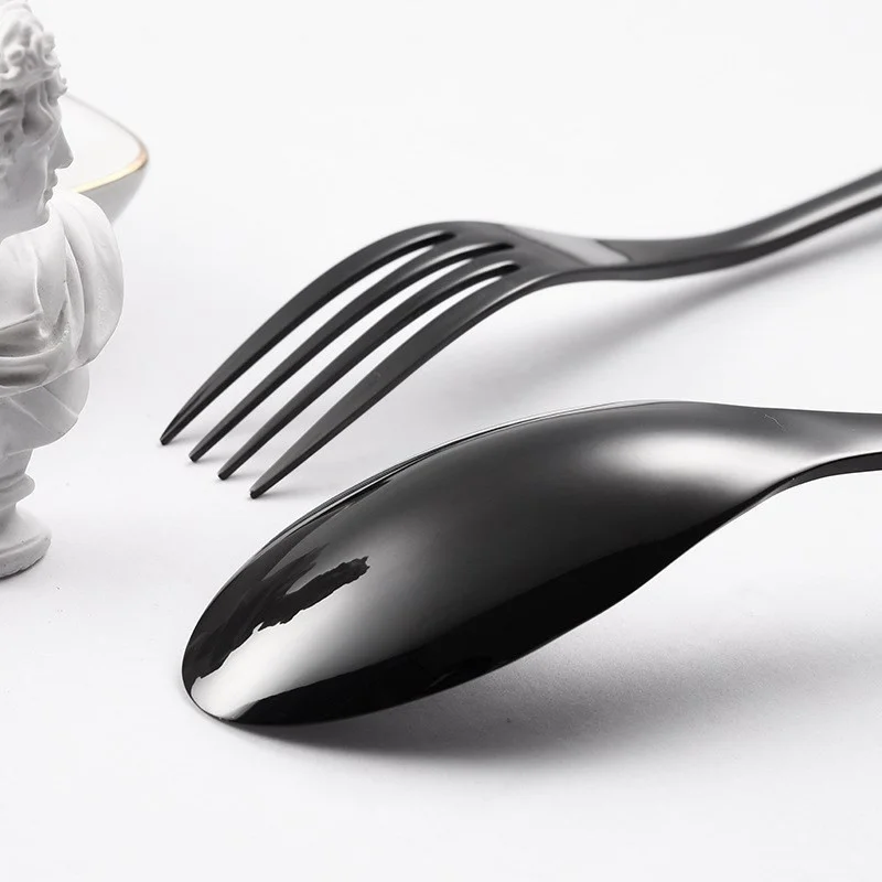 4 шт/16 шт/24 шт высококлассные черные столовые приборы из нержавеющей стали набор