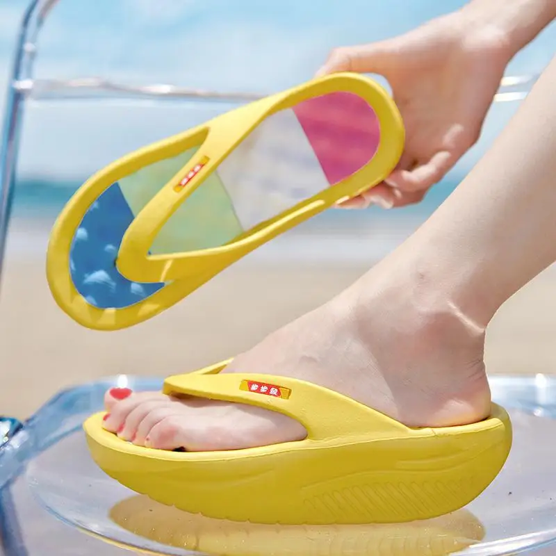 

Шлепанцы женские на толстой подошве, летние сандалии для пляжа и отдыха на море, водонепроницаемые Нескользящие тапочки для ванной комнаты