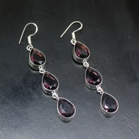 gemstonefactory big promotion 925 silver perfect jewelry purple amethyst women ladies gifts dangle drop earrings 20212113