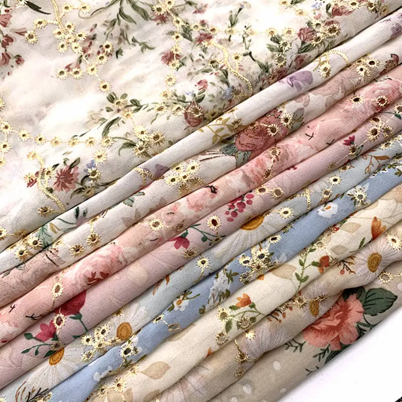 Exquisite bestickten chiffon stoff mit kleine floral bedruckte stoff nähen material für cheongsam high-end-kleidung – Detail 18