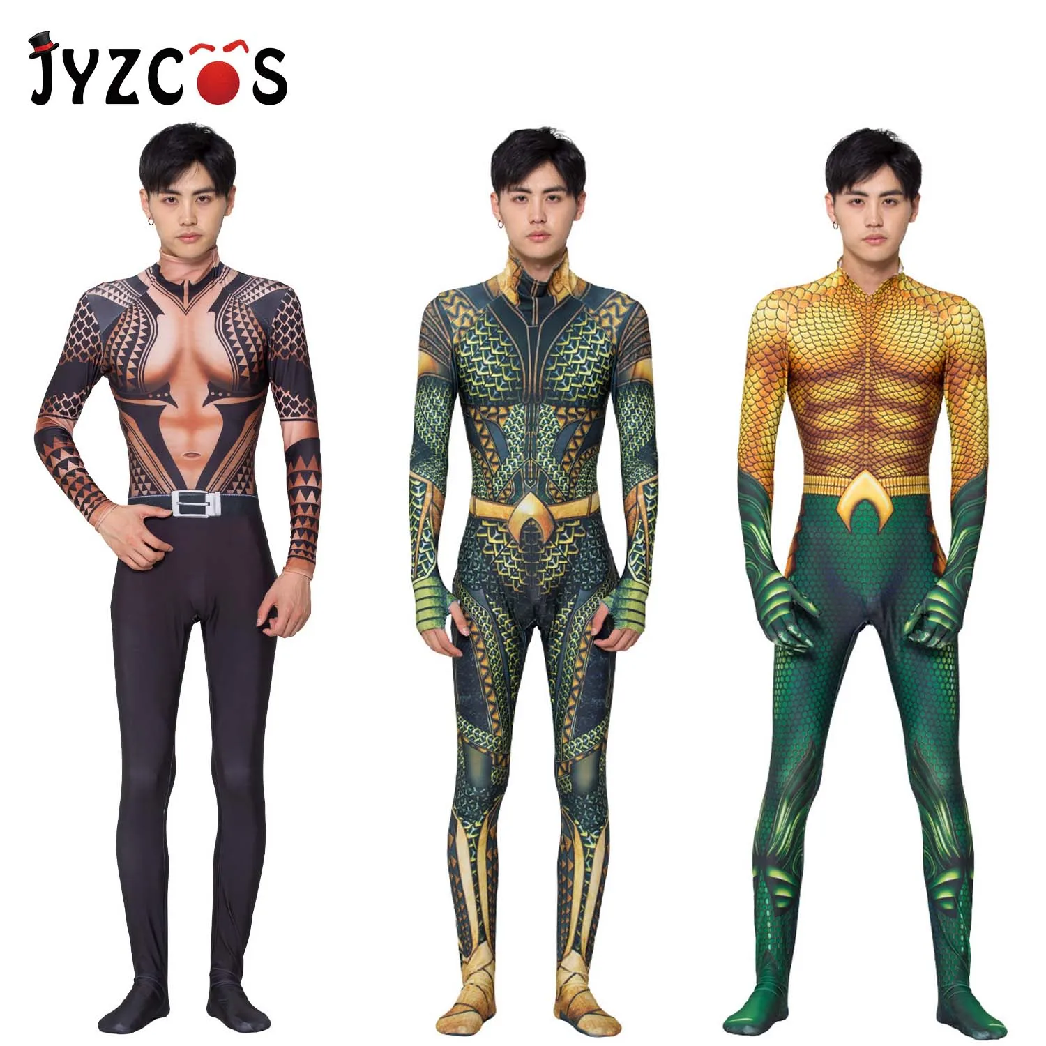JYZCOS Аниме DC Comic Aquaman телесный Золотой морской Король Косплей зентай костюмы Saint
