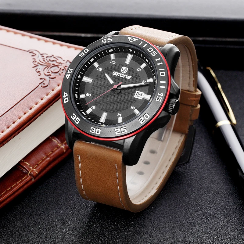 Skone мужские спортивные модные водонепроницаемые кварцевые часы Брендовые