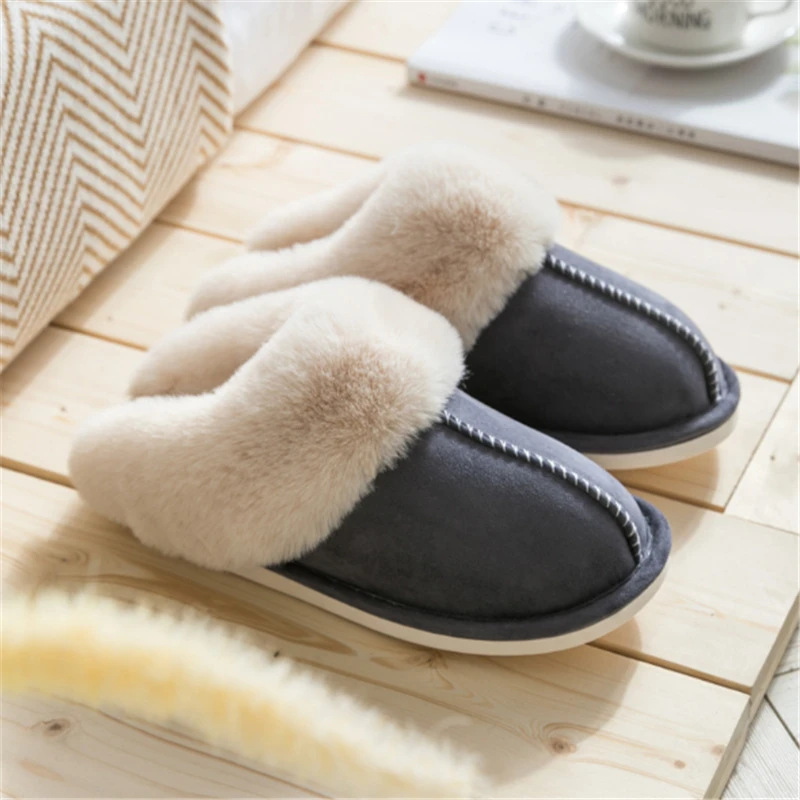 

Warm Home Flat Slippers Soft Comfortable Winter Slippers Plush Lightweight Women's Cotton Shoes Indoor Plush Slippers Plus Size