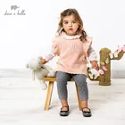 Трикотажное пальто для девочек DBM16334 dave bella, с милым бантом и рюшами, детское модное весеннее пальто без рукавов