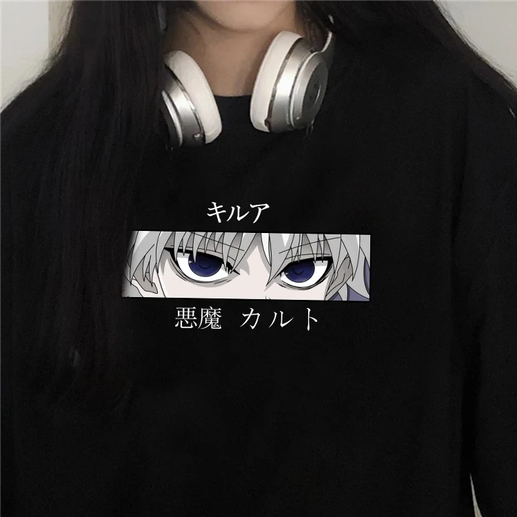 

Japanese Anime T-shirt Hunter X Hunter women Cotton T-shirt Summer Cartoon Killua Zoldyck T-shirt Crew Neck Tees Harajuku