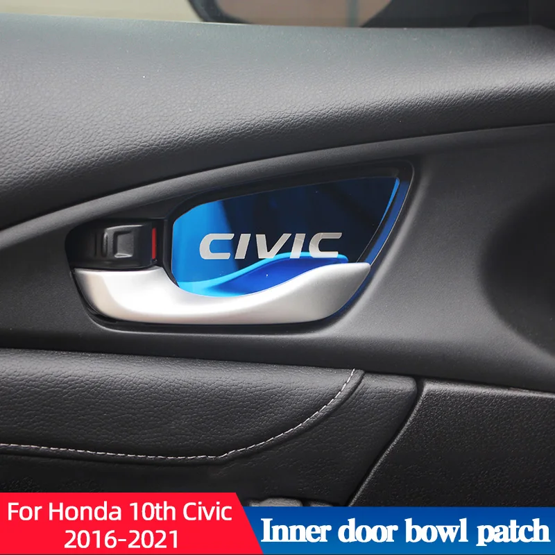 

Car Inner Door Bowl Sticker Decorated Patch For Honda 10Th Civic 2016-2021 Handle Protector Cover Auto Interior Accessories