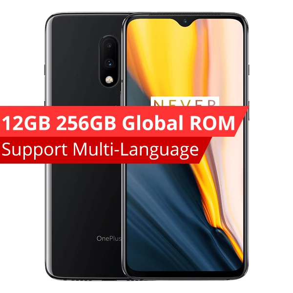 Смартфон Oneplus 7 с глобальной ПЗУ, 8 ГБ, 256 ГБ, Восьмиядерный процессор Snapdragon 855, 6,41 дюймов, AMOLED, 48MP+ 16MP, две камеры, NFC, 3700 мАч, мобильный телефон - Цвет: 12GB 256GB Grey