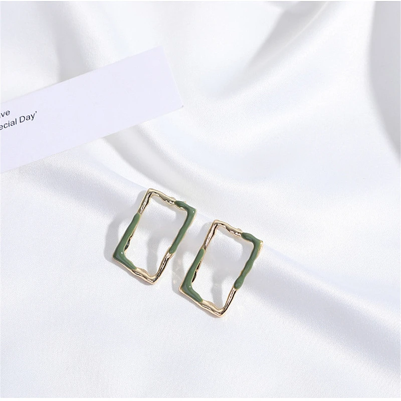 

Unique Square Cushion Drop Earrings For Women Daily Party Jewelry Statement Bright Color Alloy Metal Geometric Earring Gifts