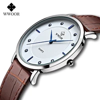 wwoor clearance best selling men quartz wristwatches luxury brand fashion slim watch gift for men waterproof brown leather watch