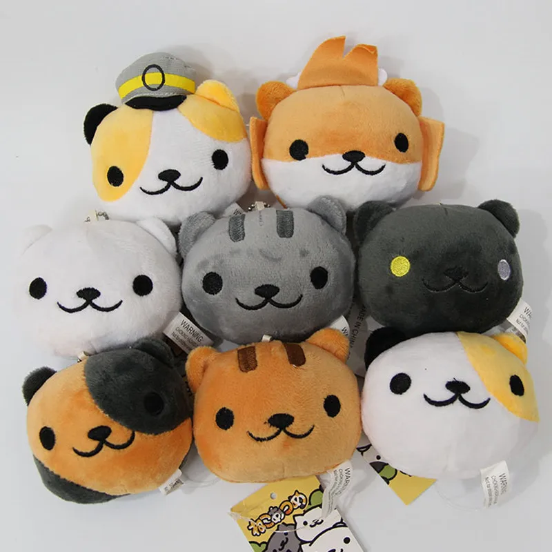 8 шт./компл. аниме Неко атсум Кот мультфильм милая плюшевая кукла игрушка набитые