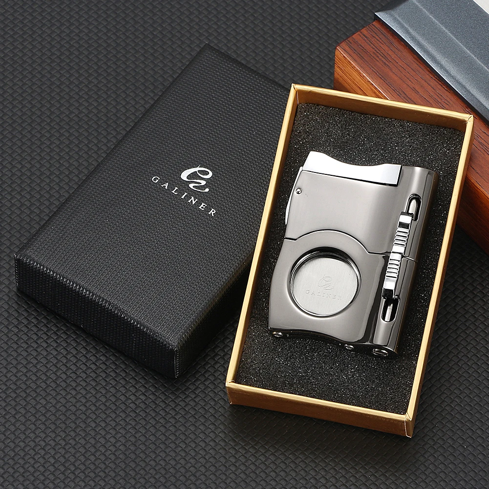 

GALINER Metal Cigar Cutter Guillotine With Punch Cigar Hole Opener Portable Travel Double Blade Cigar Puncher Cutter