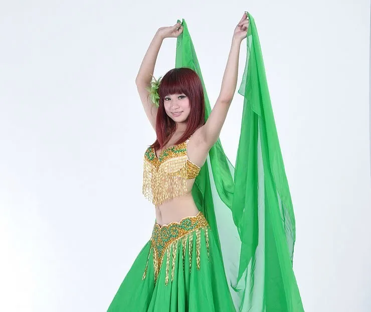 Индийский Оранжевый танец живота костюм современный Восточный BellyDancing пряжа шарф для женщин BellyDance костюм сценическое шоу шаль для танцев