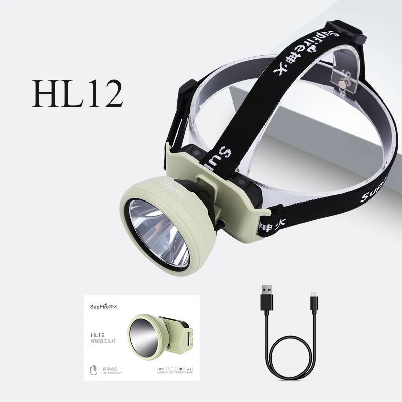 Light green Светодиодный налобный фонарь Рыбалка водонепроницаемый налобный фонарь 18650 фонарик лампа 1500 мАч USB Перезаряжаемый туристический велосипед HL12 - Испускаемый цвет: Light green