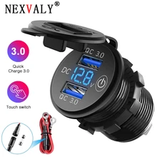 NEXVALY USB Charger 12V Quick Charger 3.0 Car Charge LED Voltage Display with Touch Switch On Off for Motorcycle ATV Boat