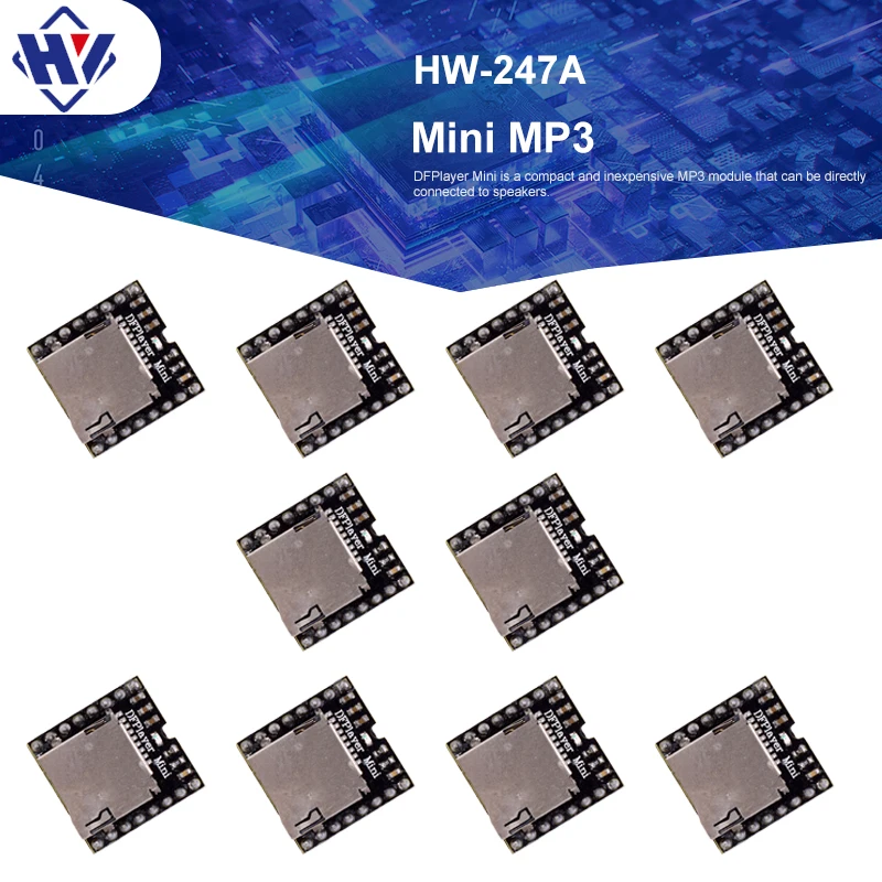 

10pcs Mini MP3 Player Module Support TF Card U Disk Player Audio Voice Playback Power Amplifier Module Board for Arduino DF Play