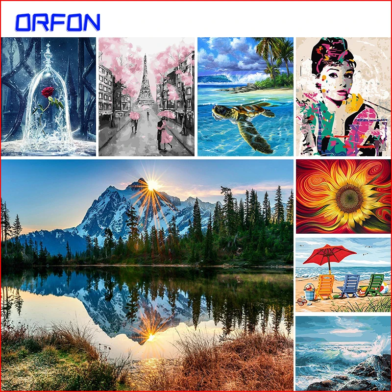 

ORFON 60x75cm Frameless painting by numbers Nature Landscape On Canvas pictures by numbers Home Decoration DIY For Unique Gift