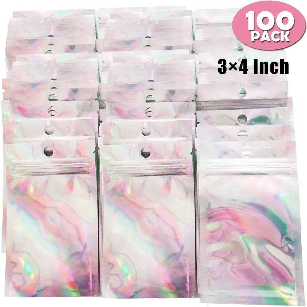 100 ПК мешки замка застежка молнии Resealable Алюминий Фольга плоский замок на сумка
